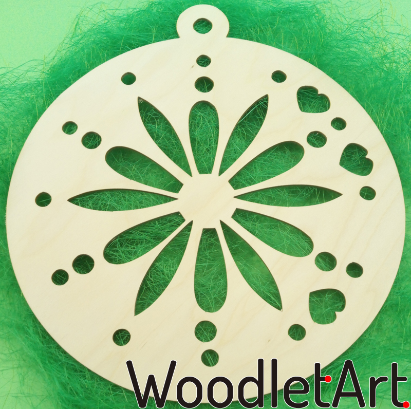 Bombka drewniana wycinana laserowo ze sklejki. Naturalna ozdoba świąteczna.